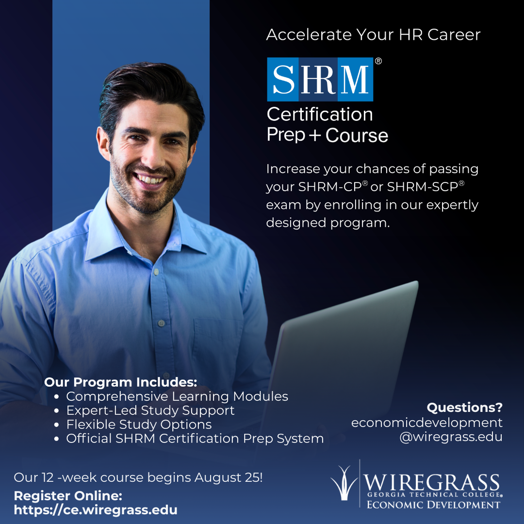 Click to Read Registration Now Open for New SHRM Certification Prep+ Course at Wiregrass Tech Photo for Registration Now Open for New SHRM Certification Prep+ Course at Wiregrass Tech