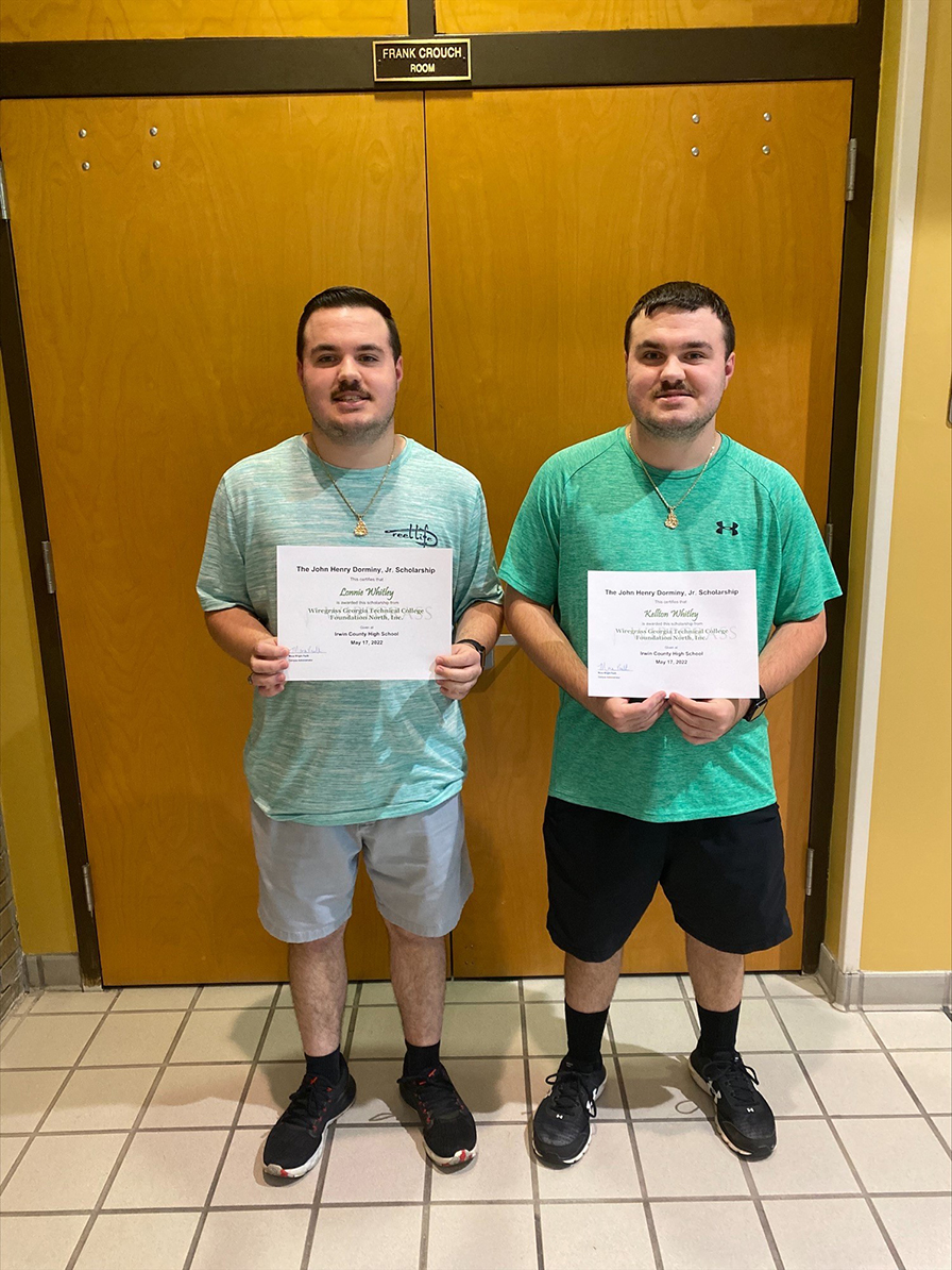 Lonnie Whitley and Kelton Whitley are the 2022 recipients of the John Henry Dorminy, Jr. Scholarship from Wiregrass Georgia Technical College. 