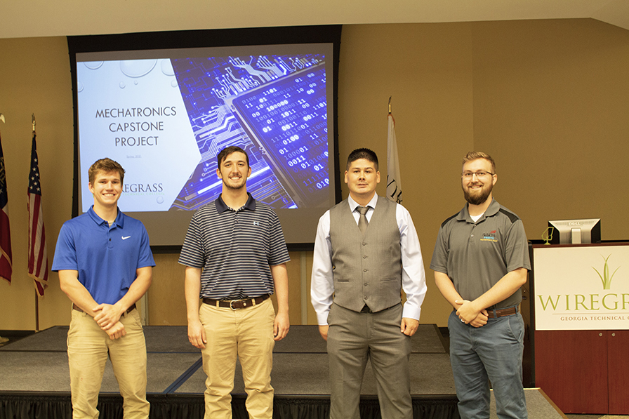 Ryu Sindberg (Engineering), and Wiregrass Mechatronics Instructor/Assistant Dean for Technical and Industrial Programs Joshua Whittington. Not pictured is Joseph Gaudette (Mechatronics).