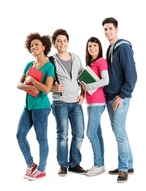 Group of happy high school students