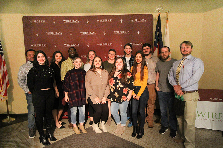 Front row left to right: Melanie Regueiro, Jenna Spivey, Taylor Stegeman, Shelby Trimble, and Estrellita Torres   Back row left to right: Joshua Willis, Madison Wiseman, Samuel Manley, Callie Stephens, Brandi Duda, Alex Cardona, Reese Bacon, Denton Greenway, and Wesley Glover 