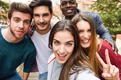 Group of happy students