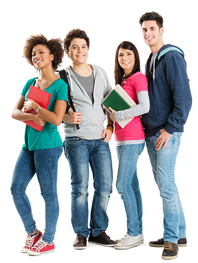 Group of happy high school students
