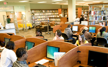 Valdosta Campus Library study tables and books